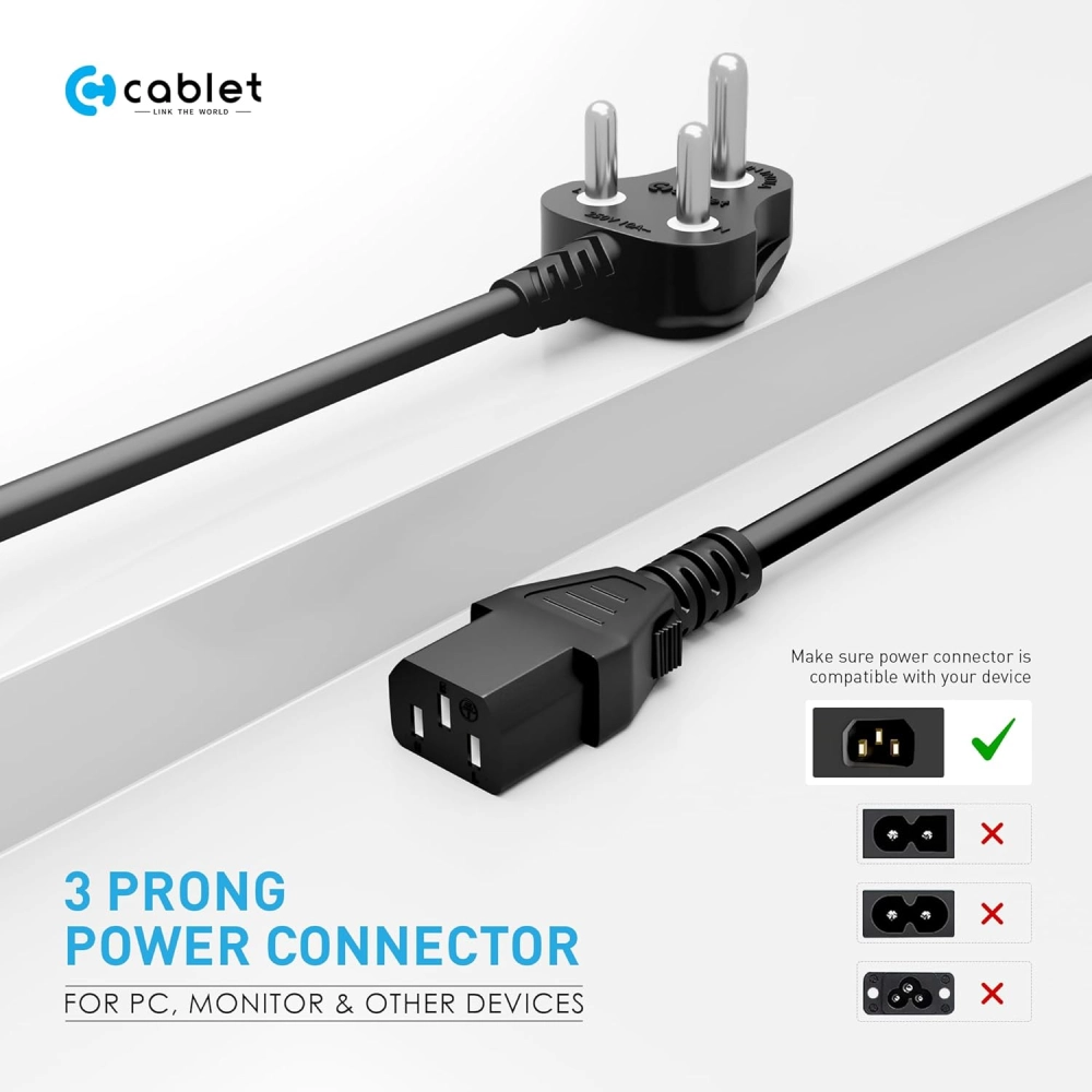 Cablet Desktop Power Cable 3m view 3